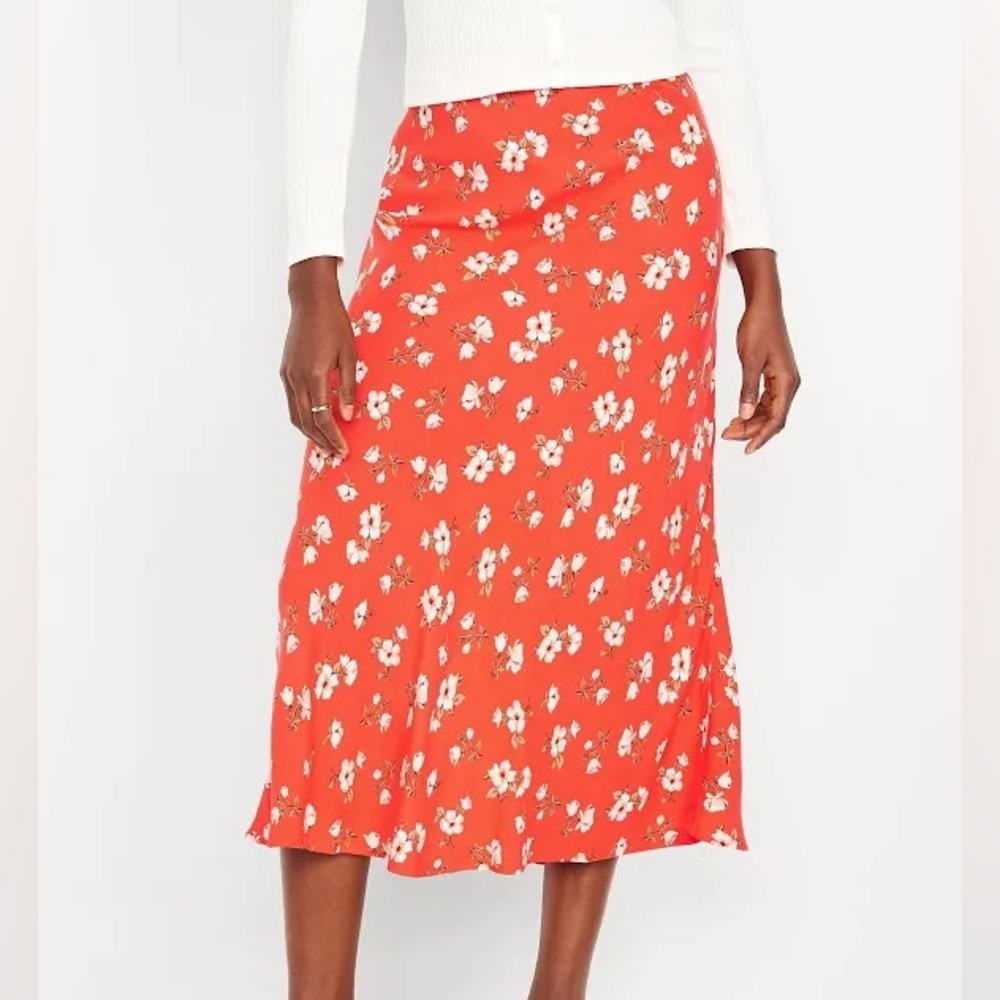 Old Navy Floral Orange A-Line Skirt